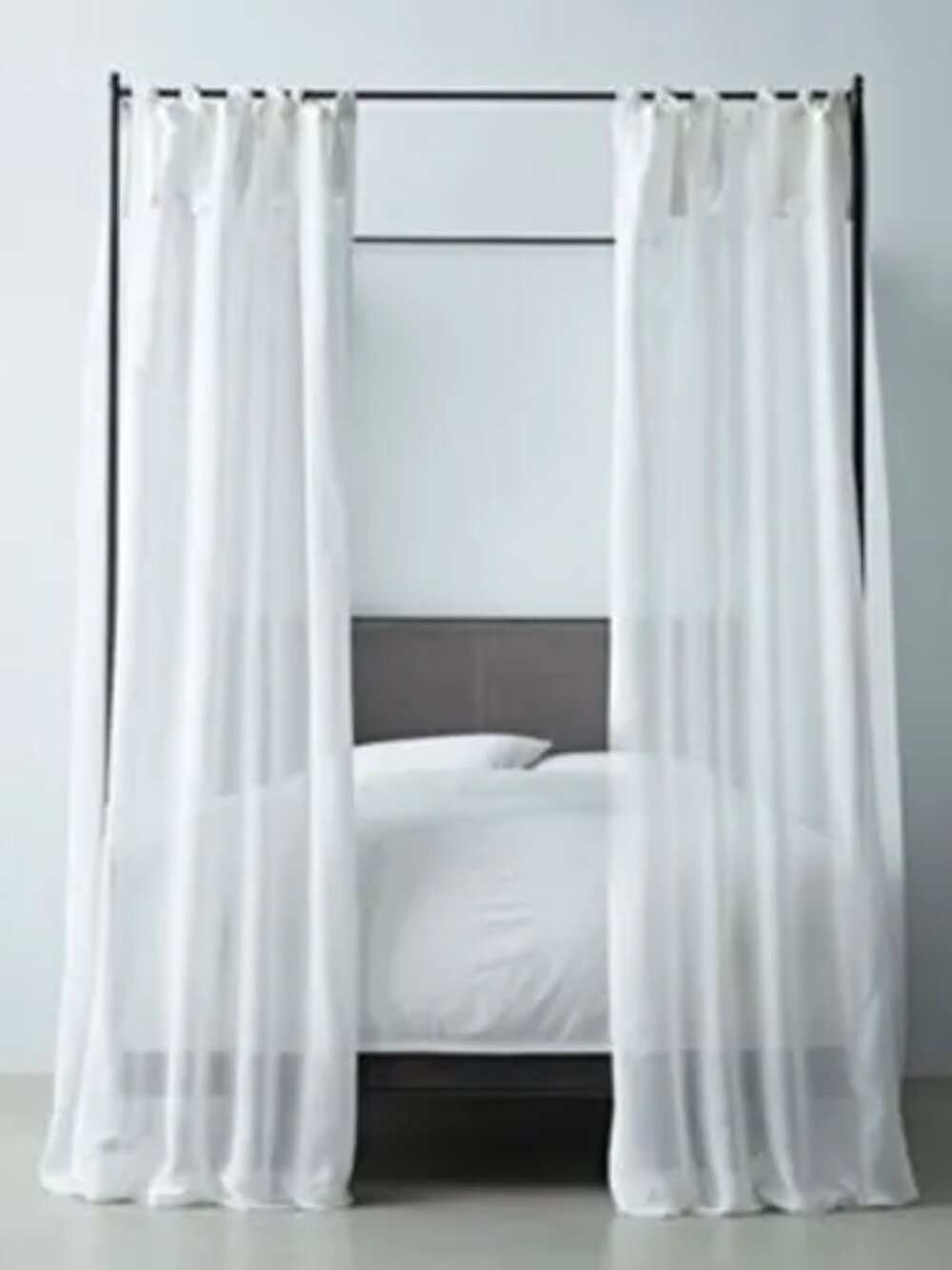 Set of 2 RH Teen Sheer Linen-Cotton Canopy Curtains - White - 42"x82"